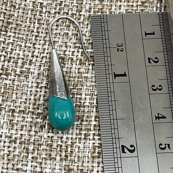 Vintage 925 Sterling Silver and Turquoise Teardrop Earrings - Picture 11 of 12